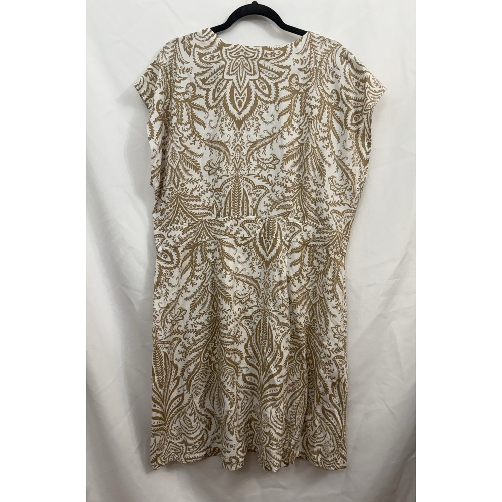 NWT LOFT Linen Blend Empire Waist Button Front Paisley Beige Dress Size 18 - Picture 2 of 7
